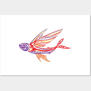 Polynesian Abstract Flying Fish Posters and Art
